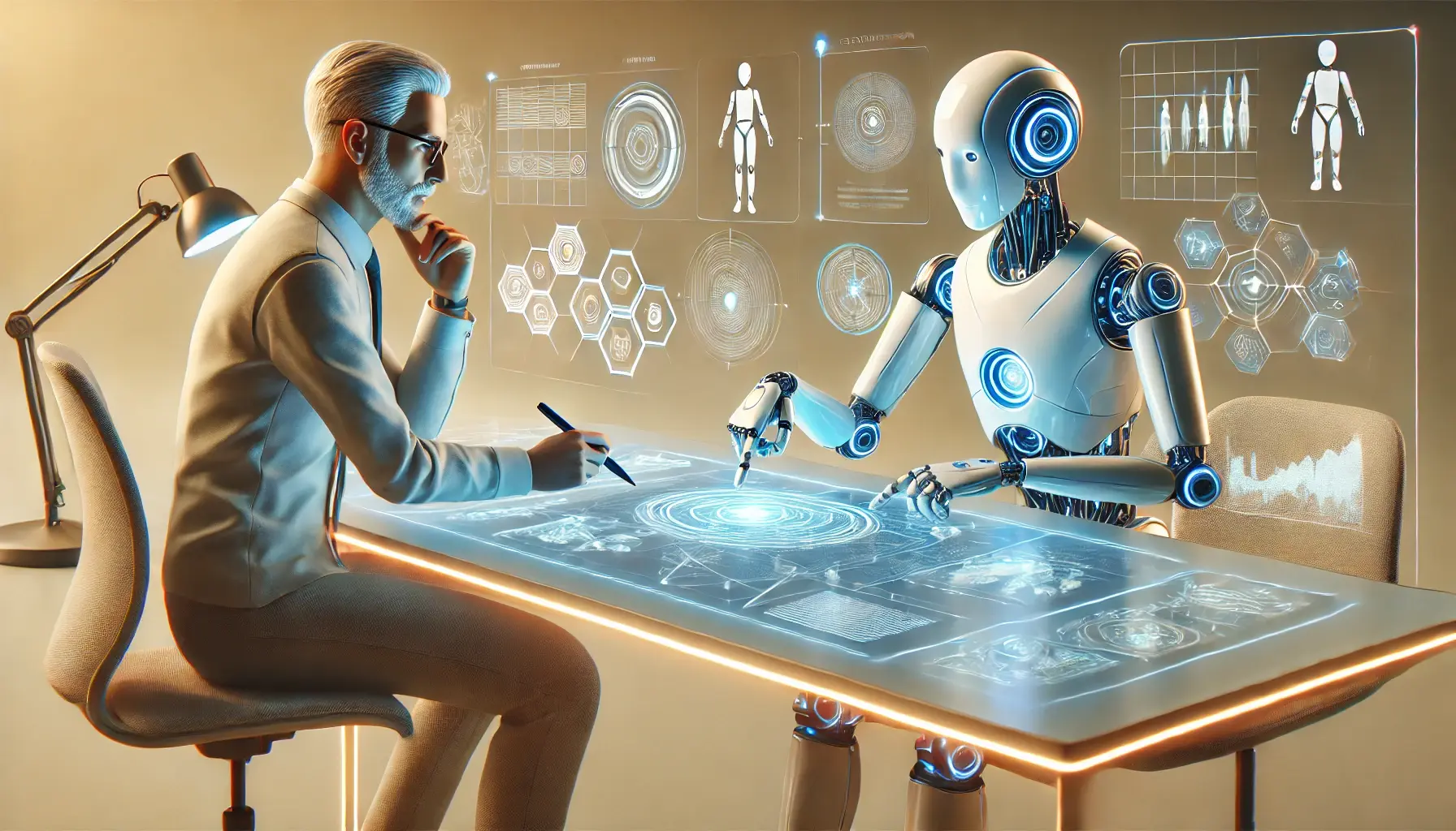 a human and a robot collaborating